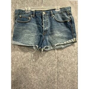 BDG Denim Shorts High Waisted Frayed Hem Blue Jean Shorts Womens Size 32
